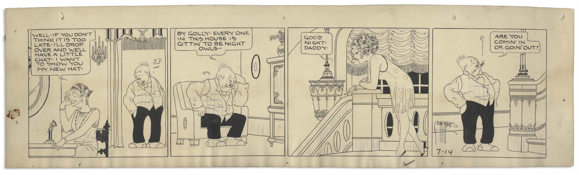 ''Bringing Up Father'' Comic Strip Hand-Drawn by George McManus
